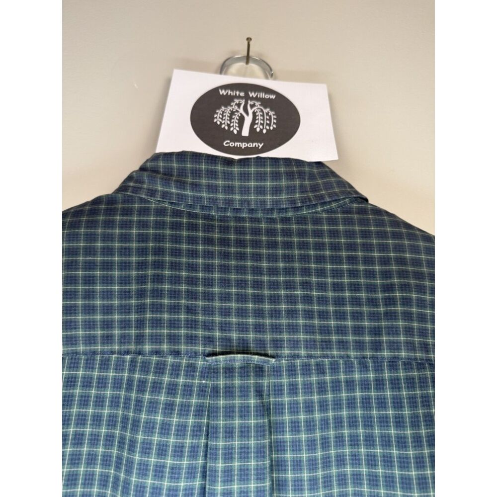 Y2K Nautica Men's Green and Navy Plaid Long Sleeve Button Down Size XL - Picture 4 of 15